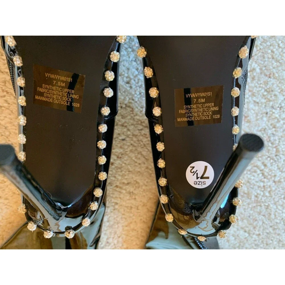 Steve Madden Black Patent Over-the-Knee Stiletto Boots